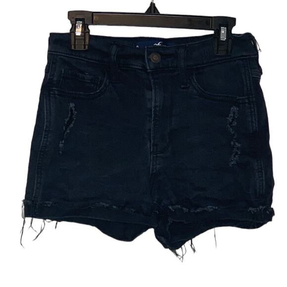 Hollister black stretch  high rise distressed short 3" size 0 - Picture 1 of 8